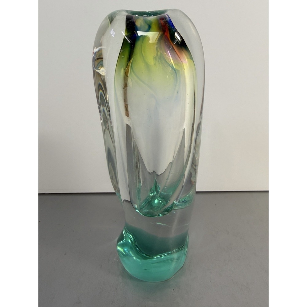Hana Machovska Romana Vase 6" Bohemia Glass Mstisov Czech Art Glass‎ MCM Labeled